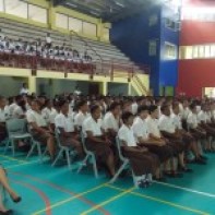 Yat Sen Secondary School students at the launch of the 2014 student diary