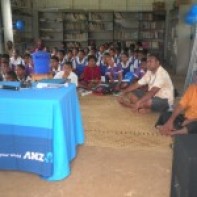 ANZ making a presentation to students of Koro Island